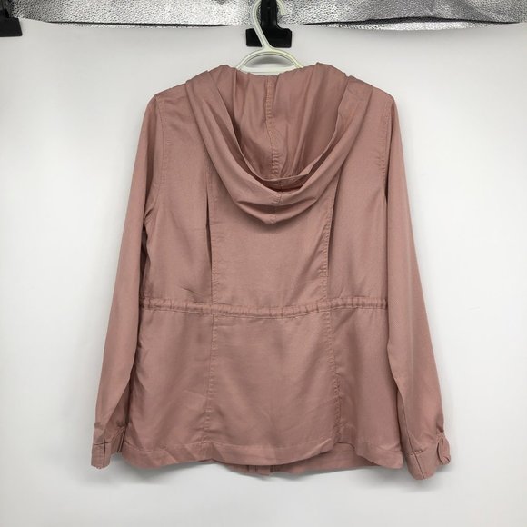 Design Lab Dusty Rose Casual Lightweight Military Safari Anorak Utility Hoodie S - Picture 2 of 16